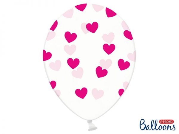 Balónik - Priesvitný s ružovými srdiečkami