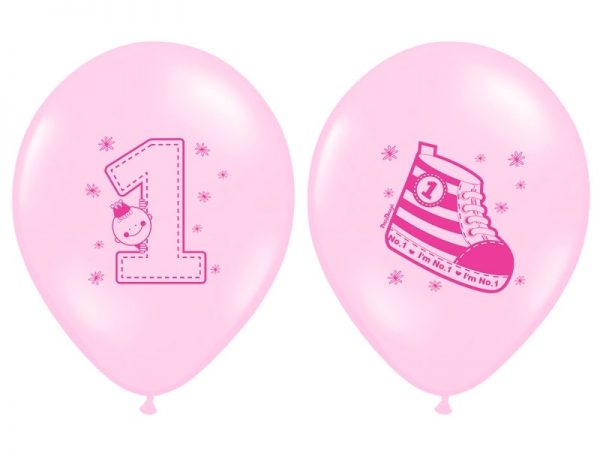 Balónik Teniska 1. narodeniny pastelový ružový-2