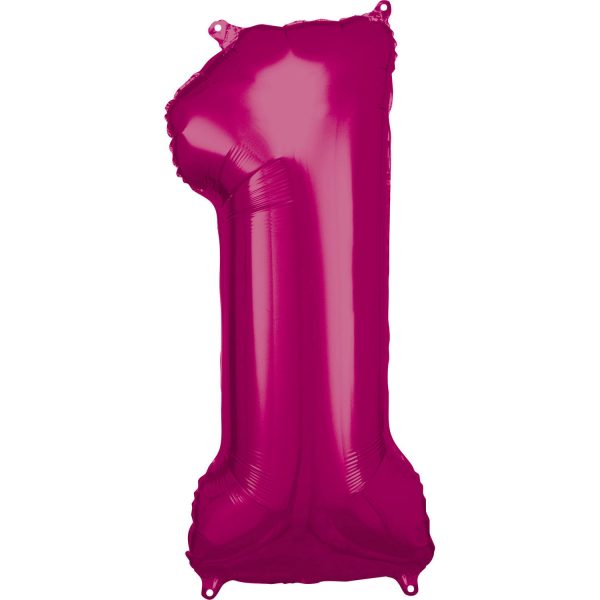 Balónik fóliový narodeninové číslo 1 ružový 86cm