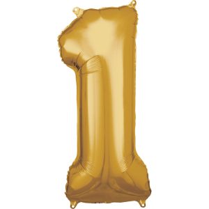 Balónik fóliový narodeninové číslo 1 zlatý 86cm