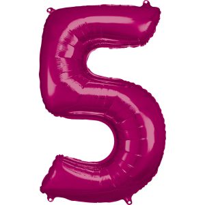 Balónik fóliový narodeninové číslo 5 ružový 86 cm
