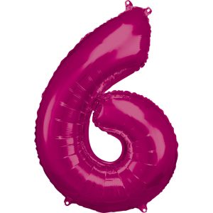 Balónik fóliový narodeninové číslo 6 ružový 86 cm