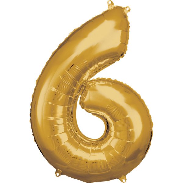 Balónik fóliový narodeninové číslo 6 zlatý 86cm