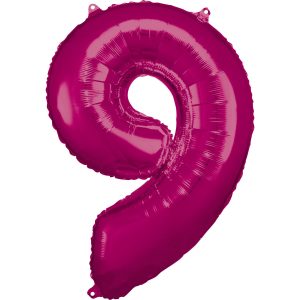 Balónik fóliový narodeninové číslo 9 ružový