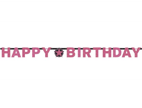 Banner Happy Birthday - Trblietavá ružová