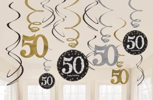Dekorácia Víry 50. narodeniny - Trblietavá zlatá