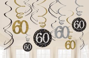 Dekorácia Víry 60. narodeniny - Trblietavá zlatá