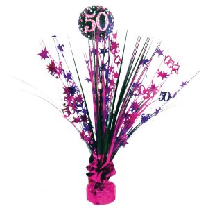 Dekorácia na oslavu - trblietavé 50. narodeniny (ružová)