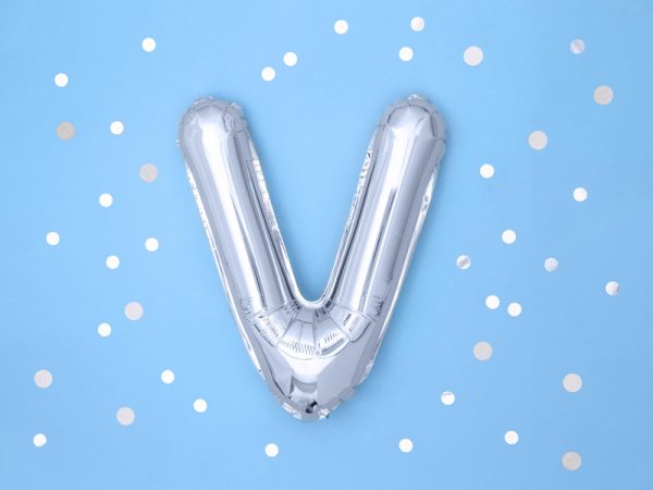 Fóliový balón Mini - Písmeno V 35cm strieborný-2