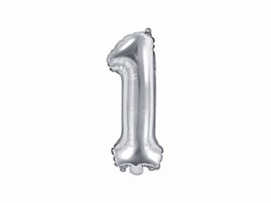Fóliový balón Mini - Číslo 1 strieborný 35cm