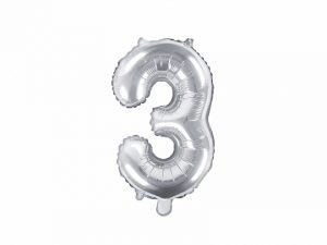 Fóliový balón Mini - Číslo 3 strieborný 35cm