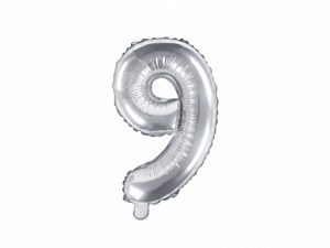 Fóliový balón Mini - Číslo 9 strieborný 35cm