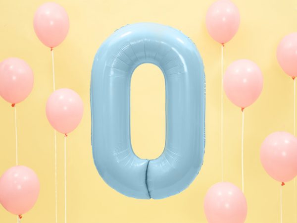 Fóliový balón narodeninové číslo 0 svetlomodrý-2