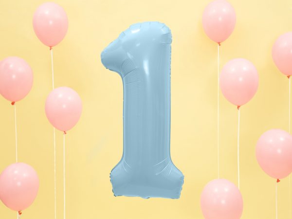Fóliový balón narodeninové číslo 1 svetlomodrý-2