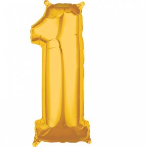Fóliový balón narodeninové číslo 1 zlatý 66cm