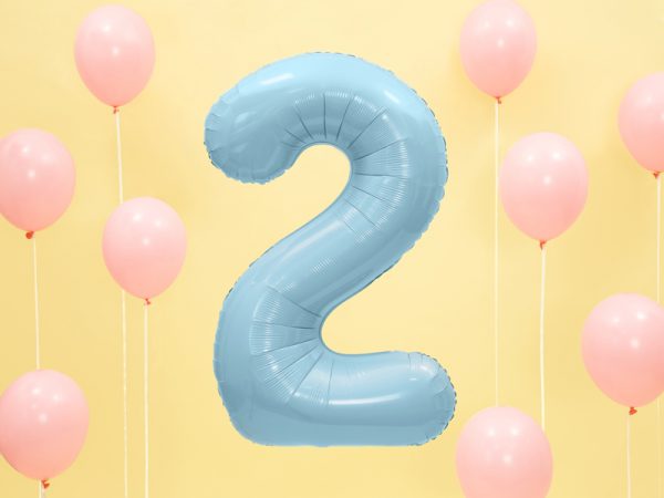 Fóliový balón narodeninové číslo 2 svetlomodrý-2