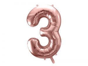 Fóliový balón narodeninové číslo 3 ružovo-zlatý