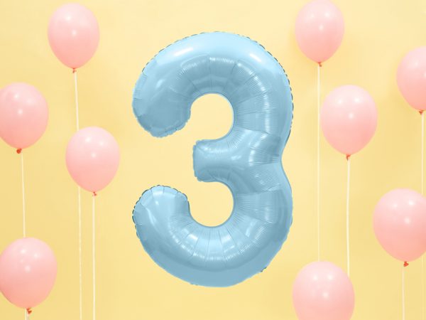 Fóliový balón narodeninové číslo 3 svetlomodrý-2