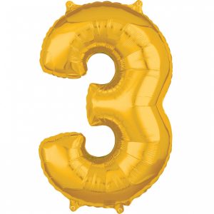Fóliový balón narodeninové číslo 3 zlatý 66cm