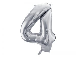 Fóliový balón narodeninové číslo 4 strieborný 86cm