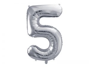 Fóliový balón narodeninové číslo 5 strieborný 86cm
