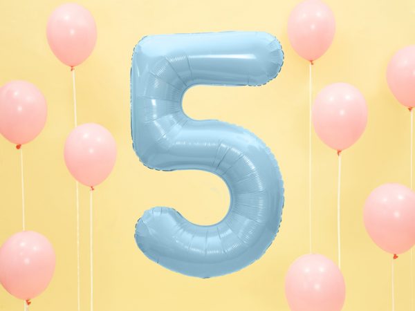 Fóliový balón narodeninové číslo 5 svetlomodrý-2