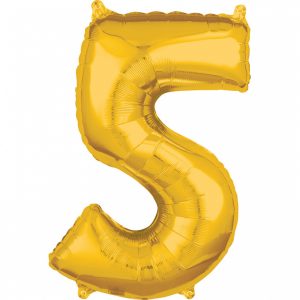 Fóliový balón narodeninové číslo 5 zlatý 66cm