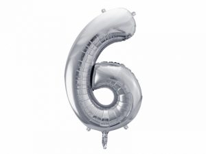 Fóliový balón narodeninové číslo 6 strieborný 86cm