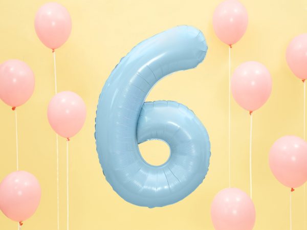 Fóliový balón narodeninové číslo 6 svetlomodrý-2