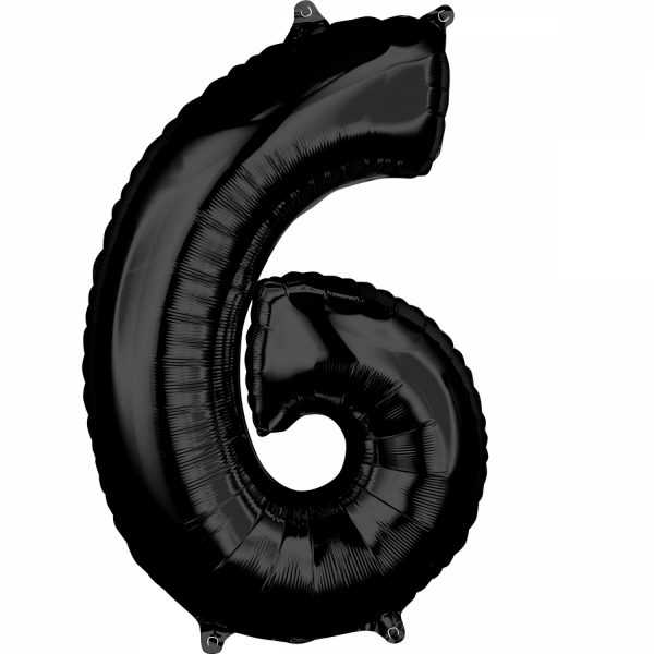 Fóliový balón narodeninové číslo 6 čierny 66cm