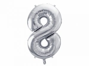 Fóliový balón narodeninové číslo 8 strieborný 86cm