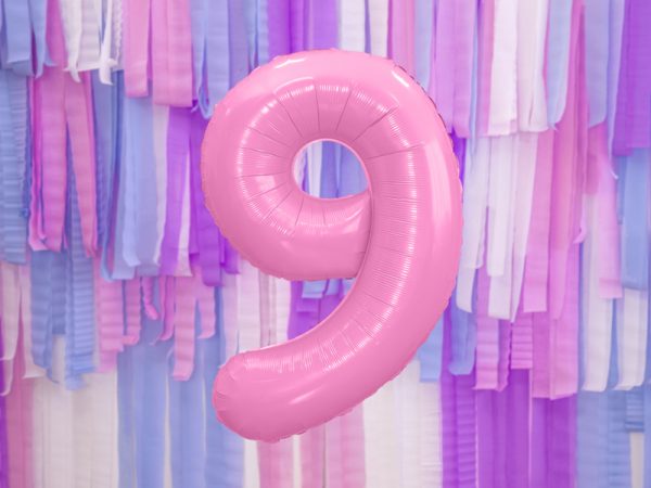 Fóliový balón narodeninové číslo 9 ružový 86cm-2