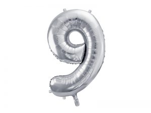 Fóliový balón narodeninové číslo 9 strieborný 86cm