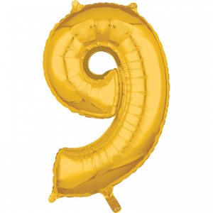 Fóliový balón narodeninové číslo 9 zlatý 66cm