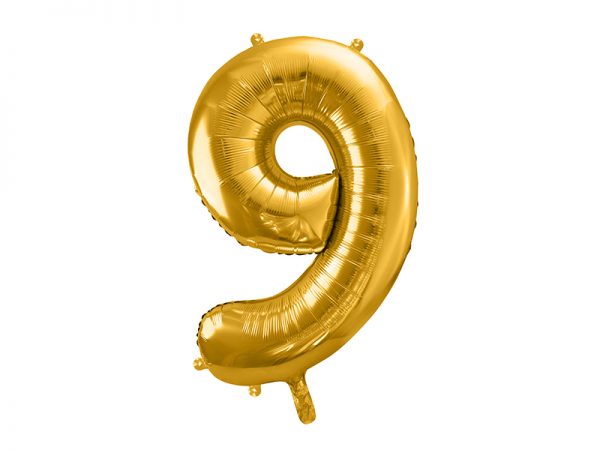 Fóliový balón narodeninové číslo 9 zlatý 86cm