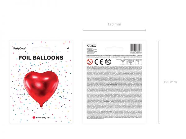 Fóliový balón - červené srdce 45 cm-5