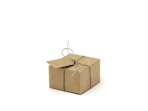 Krabičky na darčeky so štítkami - hnedé 10 ks