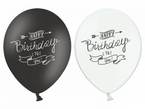 Pastelový balónik Happy Birthday biely alebo čierny