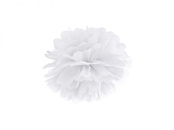 Pompom v tvare bieleho kvetu 25 cm