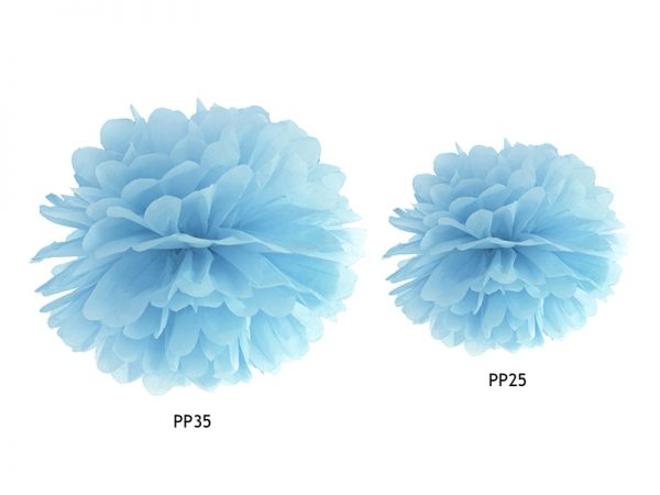 Pompom v tvare kvetu hmlistý modrý 25 cm-2