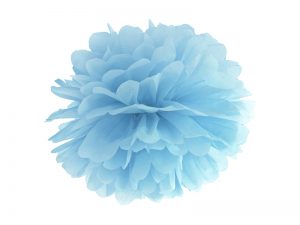 Pompom v tvare kvetu hmlistý modrý 35 cm