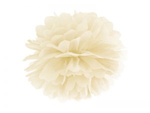 Pompom v tvare kvetu krémový 35 cm