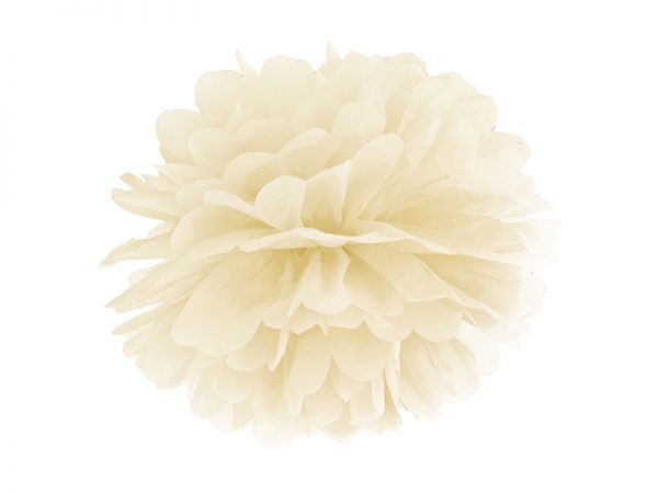 Pompom v tvare kvetu krémový 35 cm