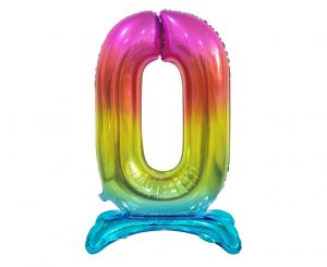Samostojaci fóliový balón 0 dúhový 74 cm