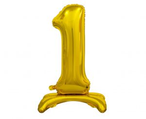 Samostojaci fóliový balón 1 zlatý 74 cm