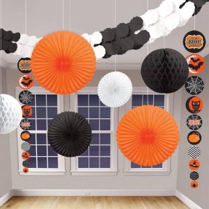 Set papierových visiacich dekorácií - Halloween 9 ks