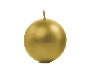 Sviečka - guľa metalická zlatá 6 cm
