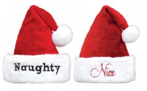 Vianočné čiapky Naughty/Nice - 2 ks