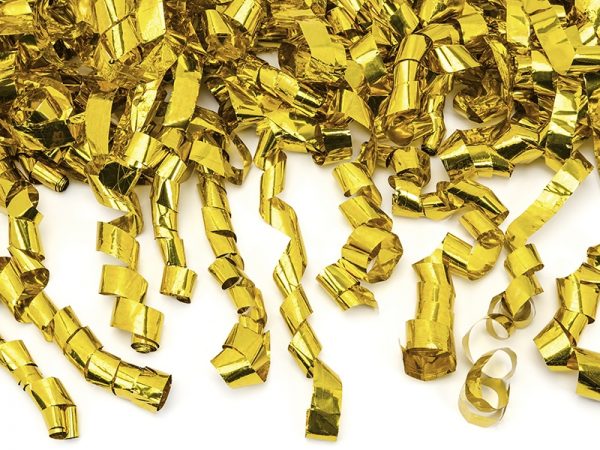 Vystreľovacie konfety - Zlaté stužky 40 cm-2
