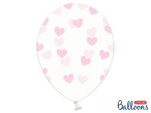 Balónik - Priesvitný s ružovými srdcami